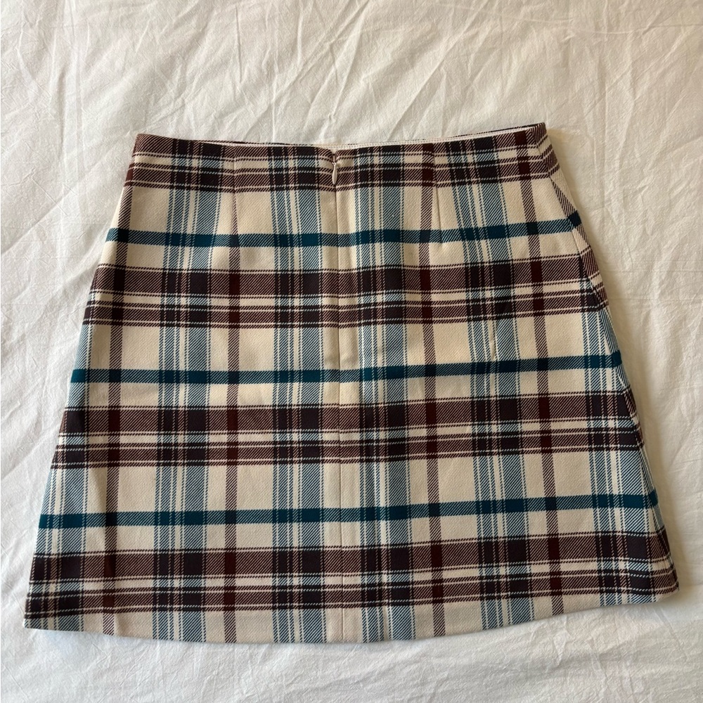 Wilfred Plaid Mini Skirt in Cream and Blue - Picture 3 of 3